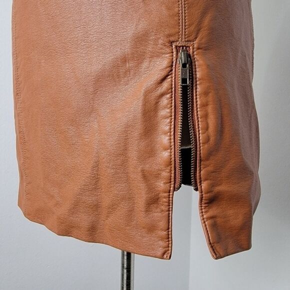 🍁 Free People Brown Midnight Magic Faux Leather Mini Skirt Size 6 - Picture 9 of 13